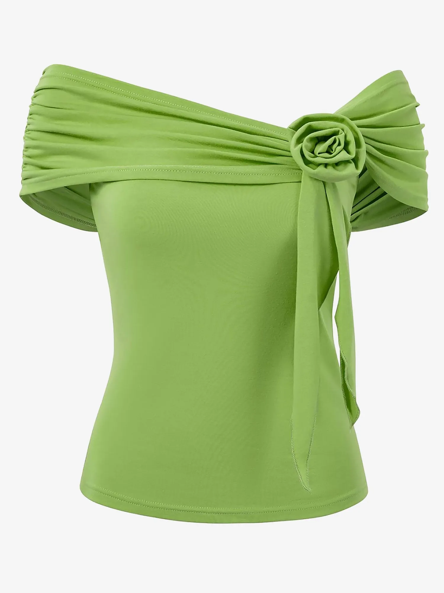 Solid Color Ruched Off Shoulder Casual Blouse sold by Allegra K product image thumbnail 4