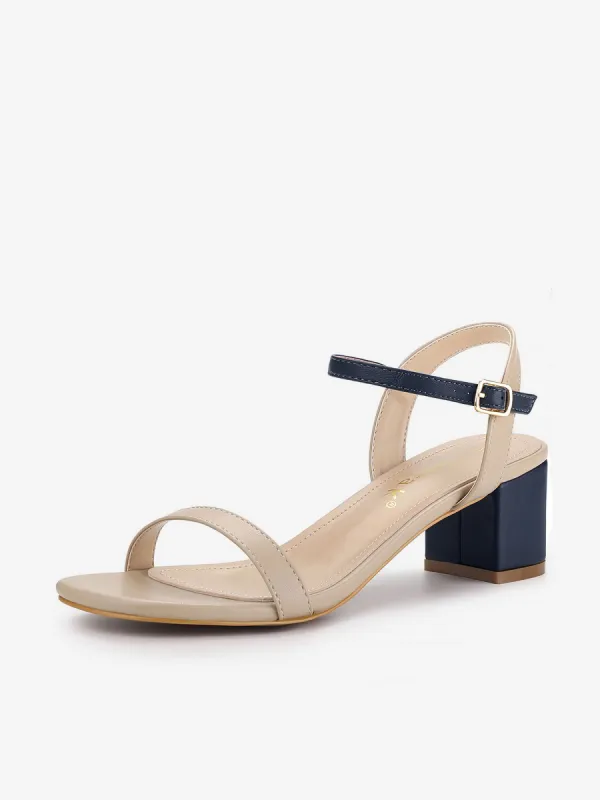 Square Open Toe Slingback Buckle Chunky Heel Sandals sold by Allegra K