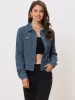 Button Up Long Sleeve Texture Washed Casual Denim Jacket sold by Allegra K