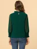 Ruffle Collar Smocked Sheer Long Sleeve Chiffon Blouse sold by Allegra K