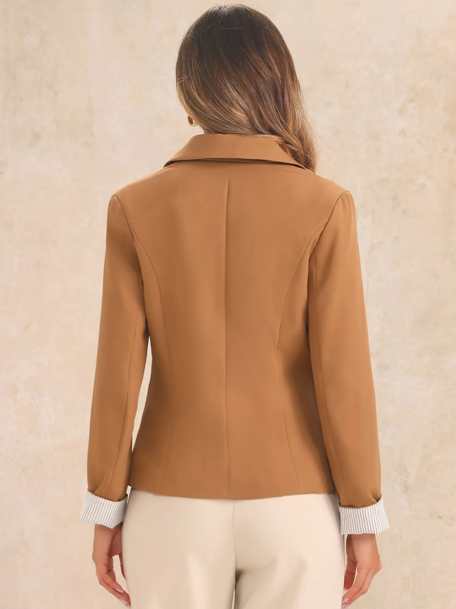 Contrast One Button Notched Lapel Work Office Blazer sold by Allegra K product image thumbnail 3