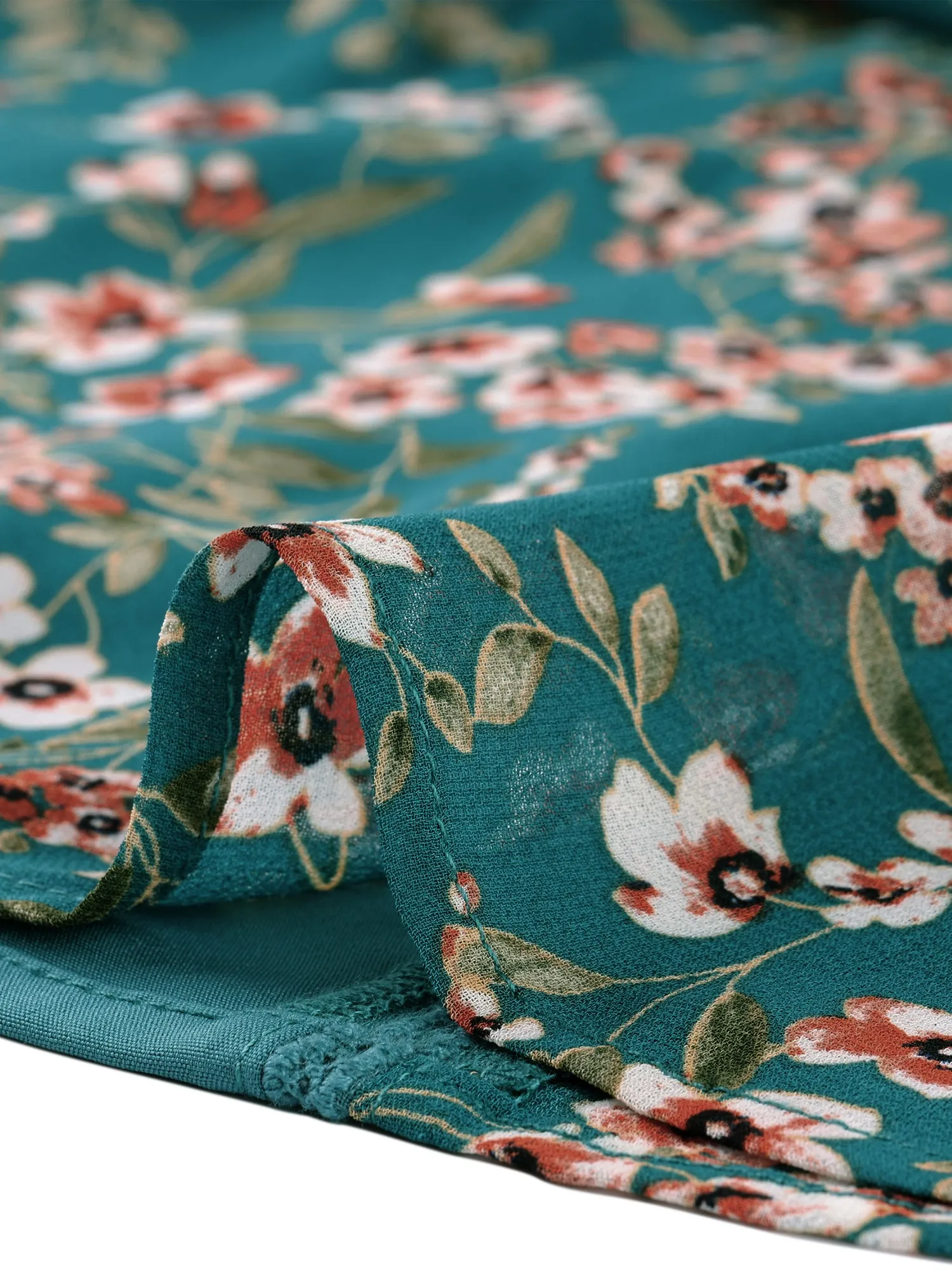 Casual Floral Long Sleeve V Neck Contrast Color Vintage Blouse sold by Allegra K product image thumbnail 5