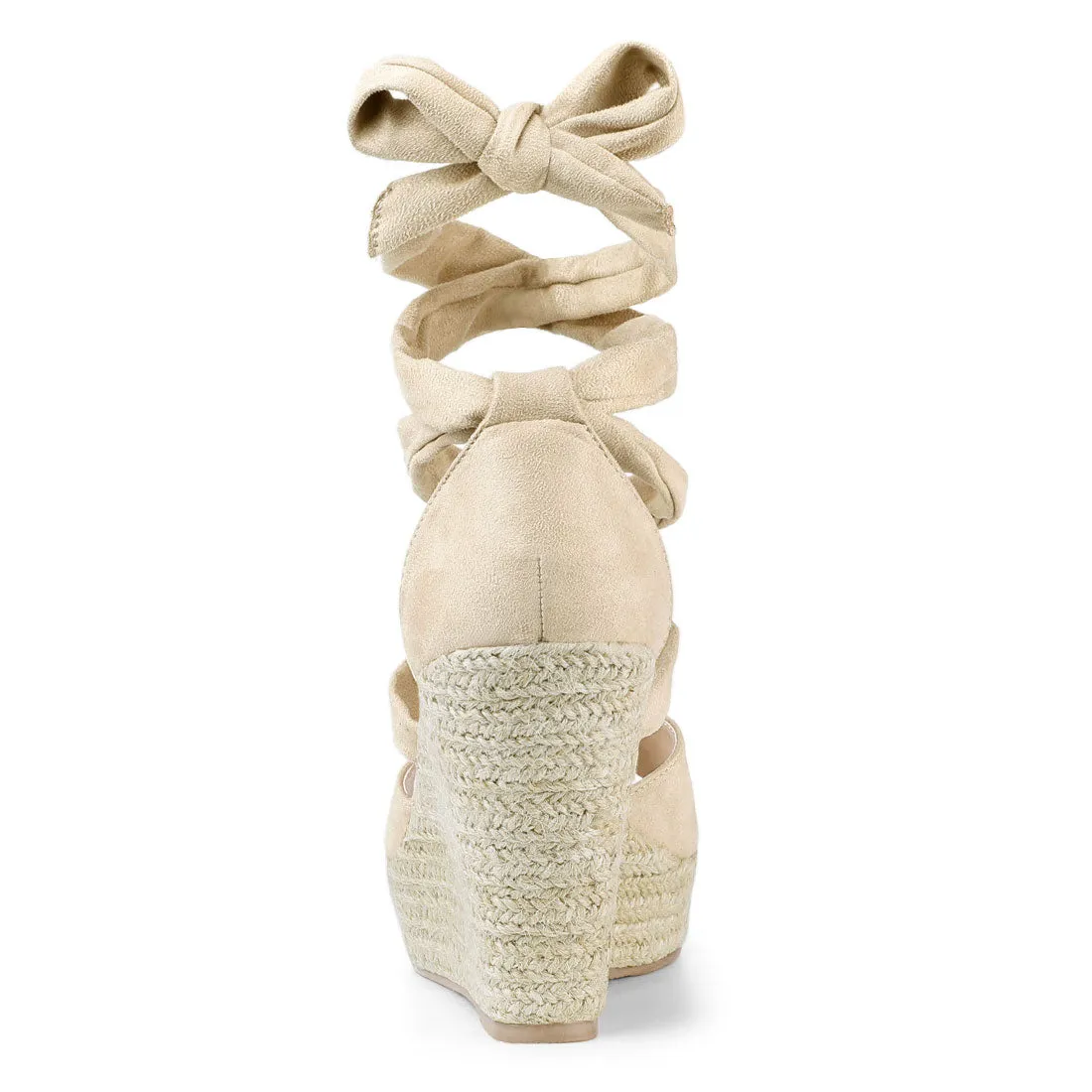 Faux Suede Lace Up Espadrille Wedge Heel Sandals sold by Allegra K product image thumbnail 5