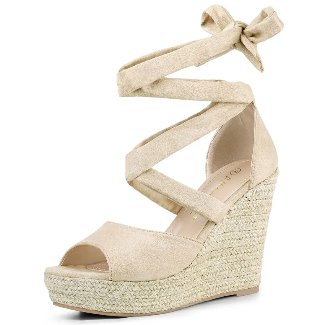 Faux Suede Lace Up Espadrille Wedge Heel Sandals sold by Allegra K product image thumbnail 2