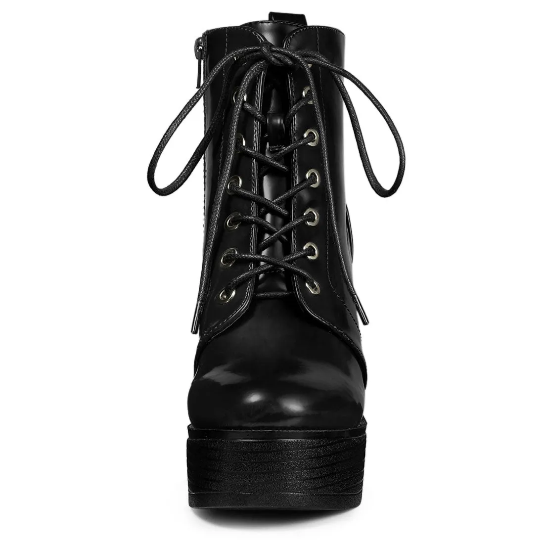 Platform Chunky High Heel Lace Up Combat Boots sold by Allegra K product image thumbnail 3