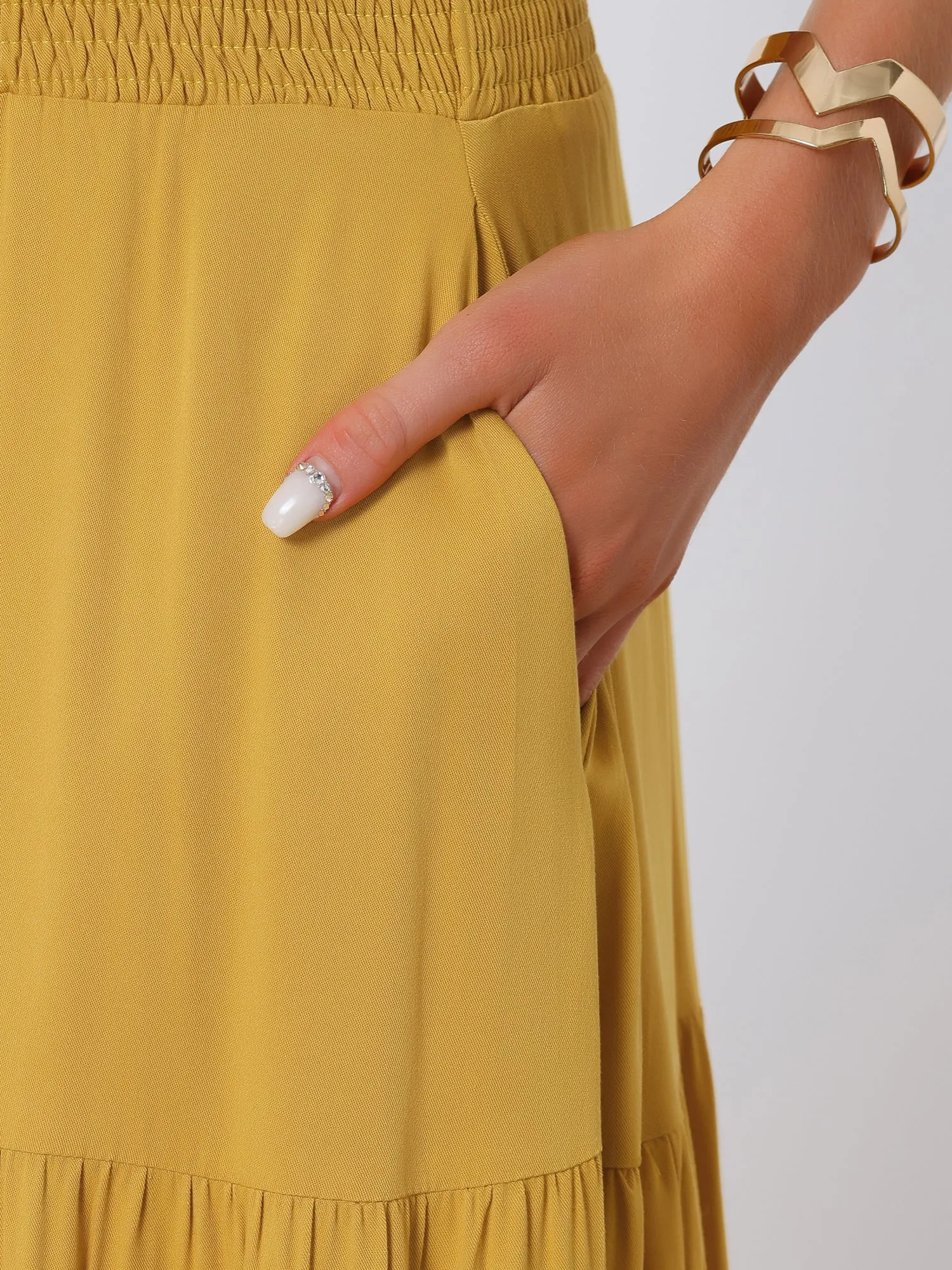 Summer Maxi Casual Elastic High Waist Tiered Boho Long Skirt sold by Allegra K product image thumbnail 5