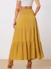 Summer Maxi Casual Elastic High Waist Tiered Boho Long Skirt sold by Allegra K