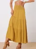 Summer Maxi Casual Elastic High Waist Tiered Boho Long Skirt sold by Allegra K