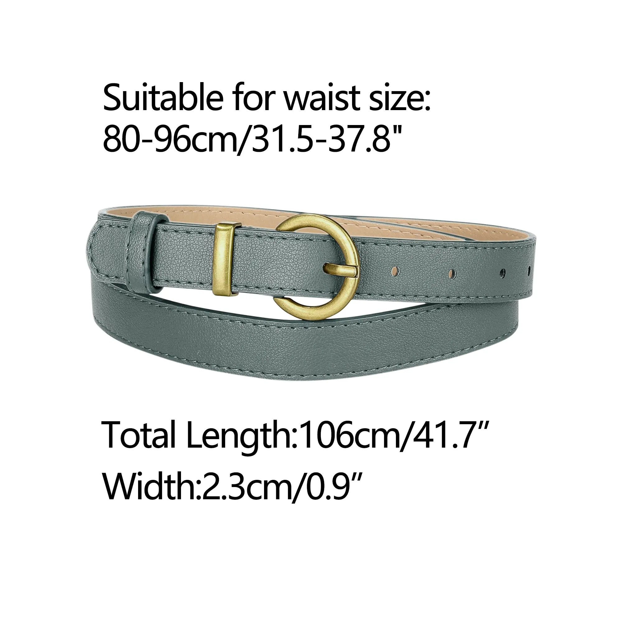 PU Leather Bronze Metal Pin Buckle Thin Waist Jeans Dress Belts sold by Allegra K product image thumbnail 3