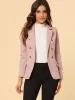 Notched Lapel Long Sleeve Pockets Denim Blazer Jean Jacket sold by Allegra K