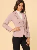 Notched Lapel Long Sleeve Pockets Denim Blazer Jean Jacket sold by Allegra K