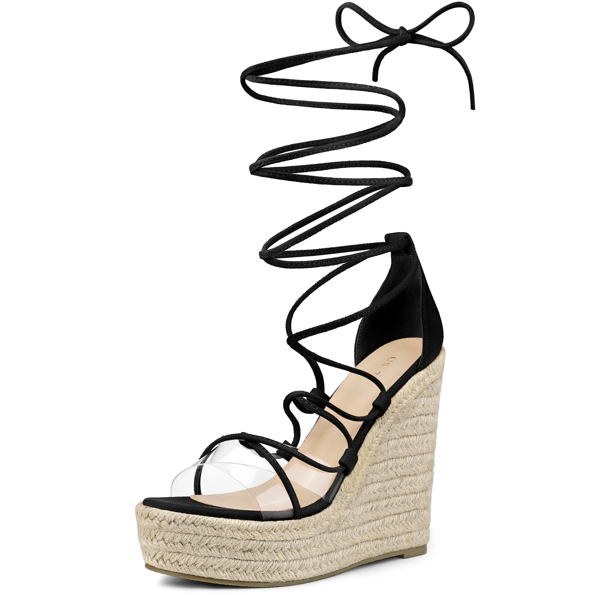 Women's Platform Espadrilles Wedge Heel Transparent Straps Sandals sold by Allegra K product image thumbnail 2