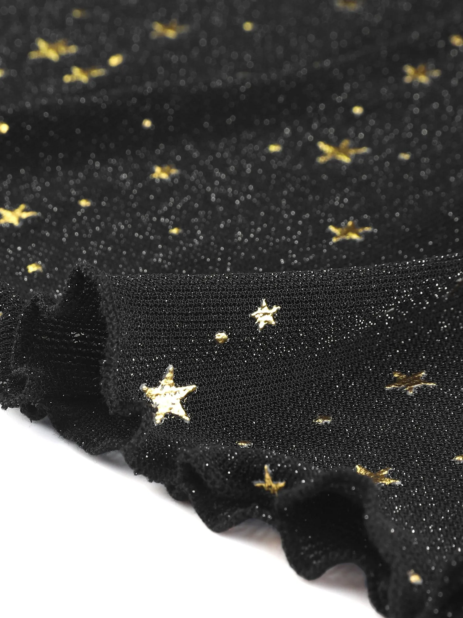 Mesh Crop Top Stars Pattern Glitter Sheer See Through Blouse sold by Allegra K product image thumbnail 4