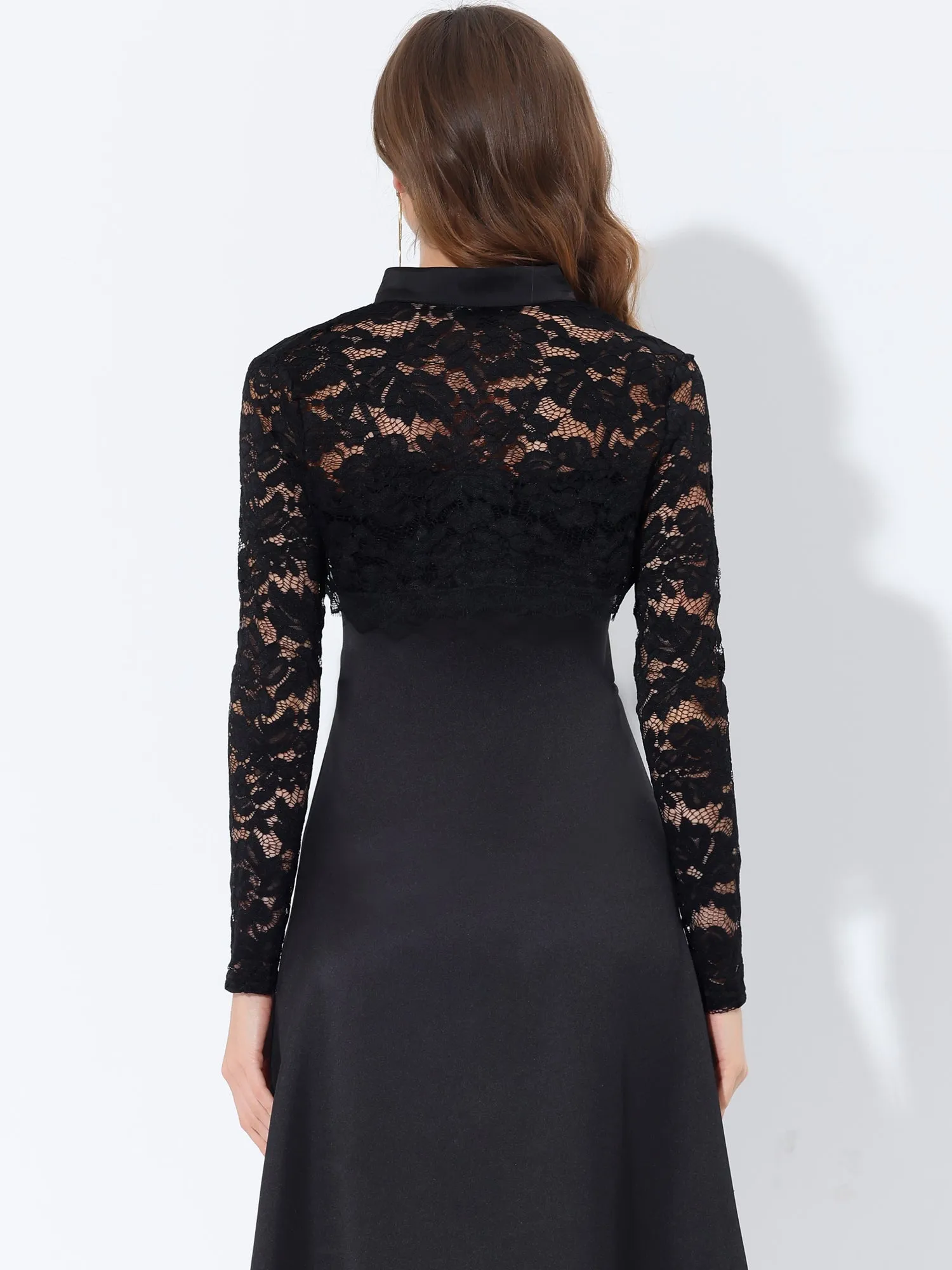 Lace Bolero Shrug Stand Collar Crop Gothic Top sold by Allegra K product image thumbnail 3