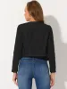 Open Front Collarless Button Decor Washed Cropped Denim Jacket sold by Allegra K