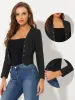Open Front Collarless Button Decor Washed Cropped Denim Jacket sold by Allegra K