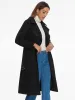 Collar Zipper Belted A-Line Winter Overcoat Long Coat sold by Allegra K