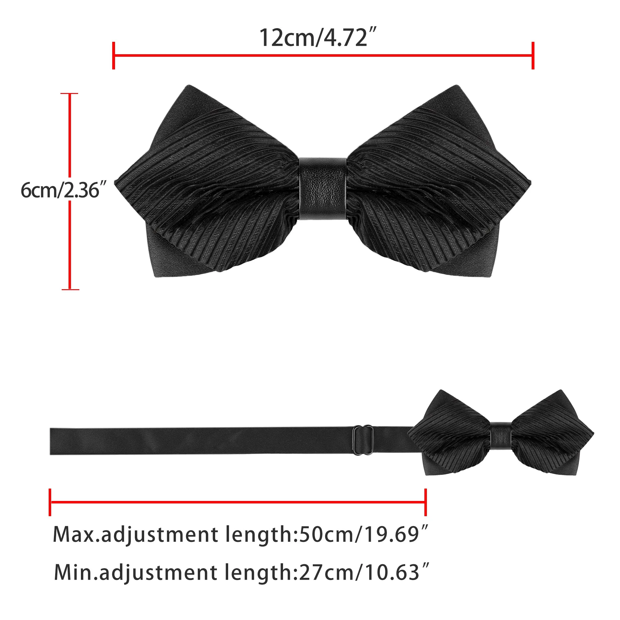 Striped Pre-tied Neck Adjustable Bowties Pointed Wedding Bow Tie sold by Allegra K product image thumbnail 4