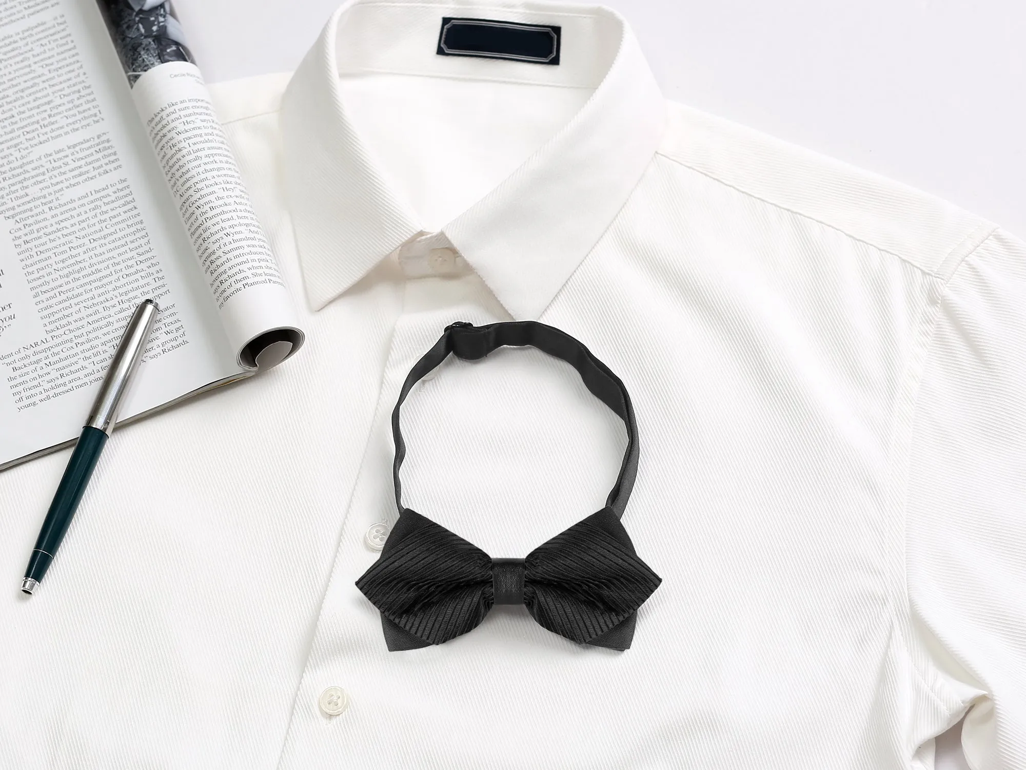 Striped Pre-tied Neck Adjustable Bowties Pointed Wedding Bow Tie sold by Allegra K product image thumbnail 5