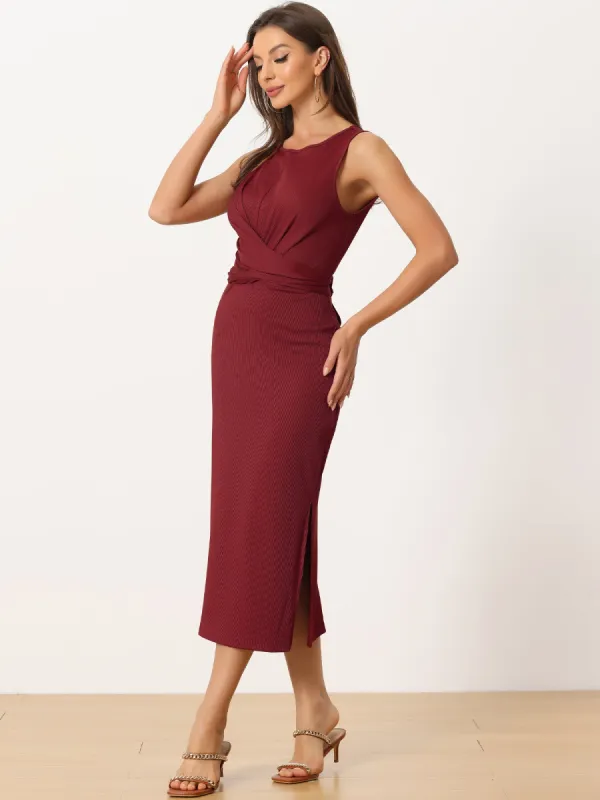 Women's Casual Sleeveless Crisscross Waist Bodycon Midi Dress sold by Allegra K