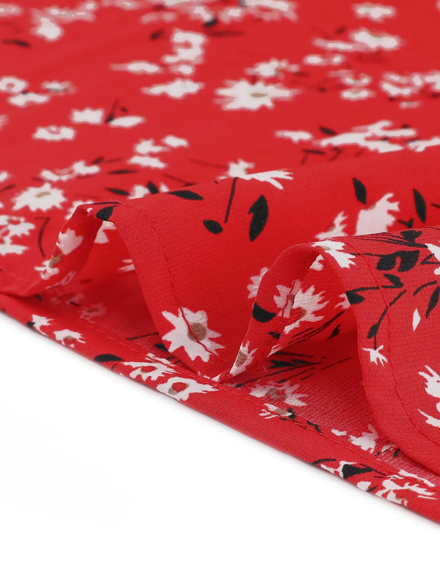 Causal Square Neck Elastic Waist Puff Sleeve Floral Short Dress sold by Allegra K product image thumbnail 4