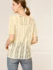 Floral Lace Semi Sheer Short Sleeve Vintage Tops Shirt sold by Allegra K