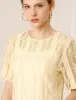 Floral Lace Semi Sheer Short Sleeve Vintage Tops Shirt sold by Allegra K