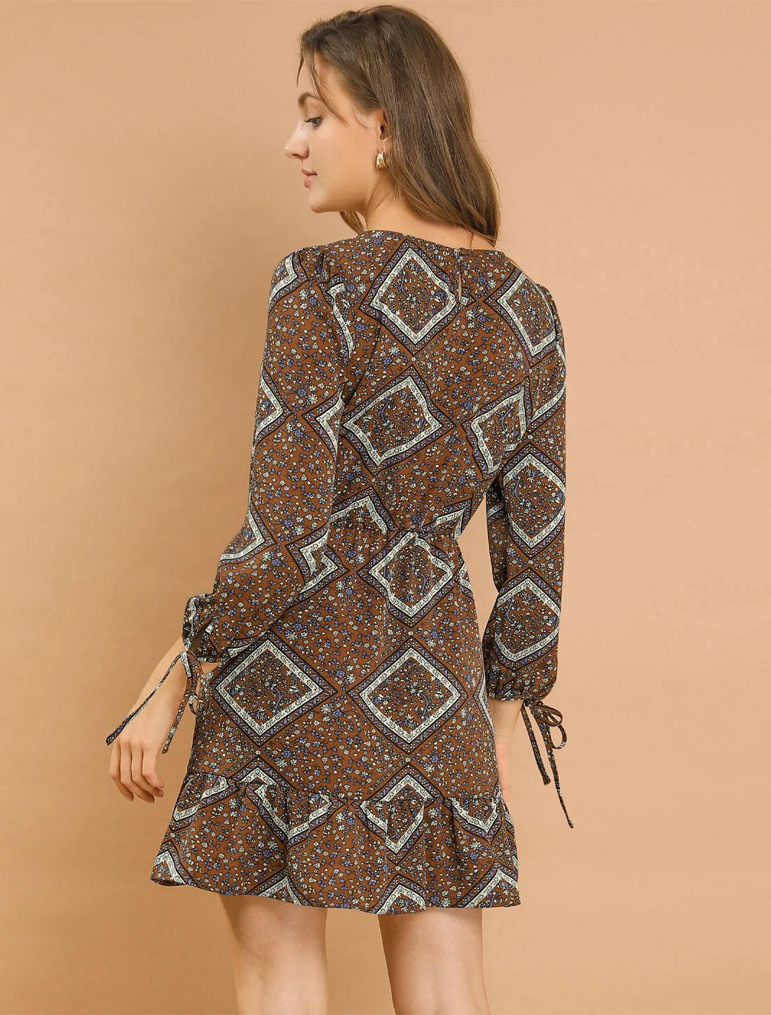 Casual 50s Long Sleeve Retro Boho Round Neck Ruffle Spring Dress sold by Allegra K product image thumbnail 5