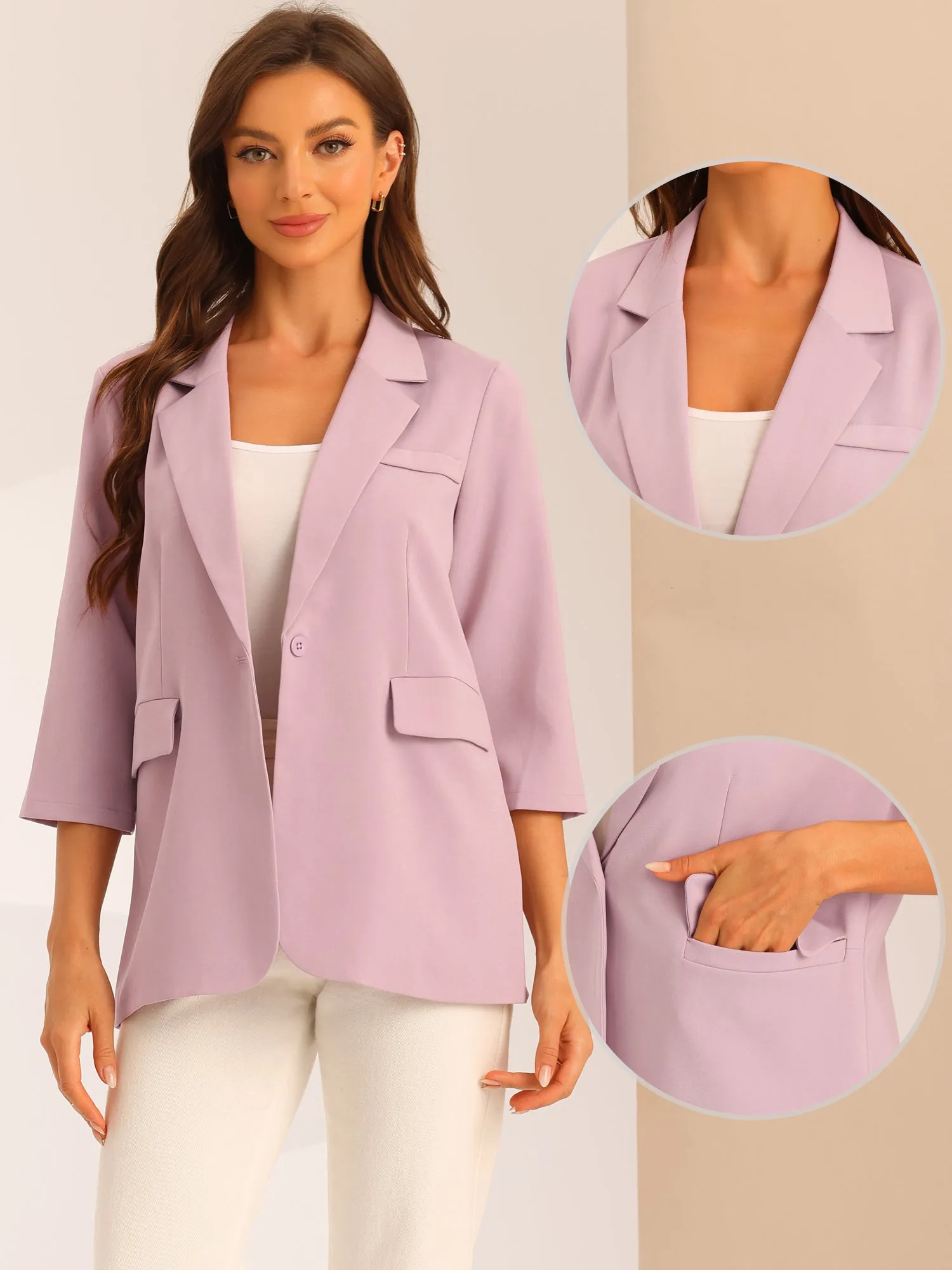 Work Office Stretch Blazer Lapel Collar Dressy Casual Suit Jacket sold by Allegra K product image thumbnail 2