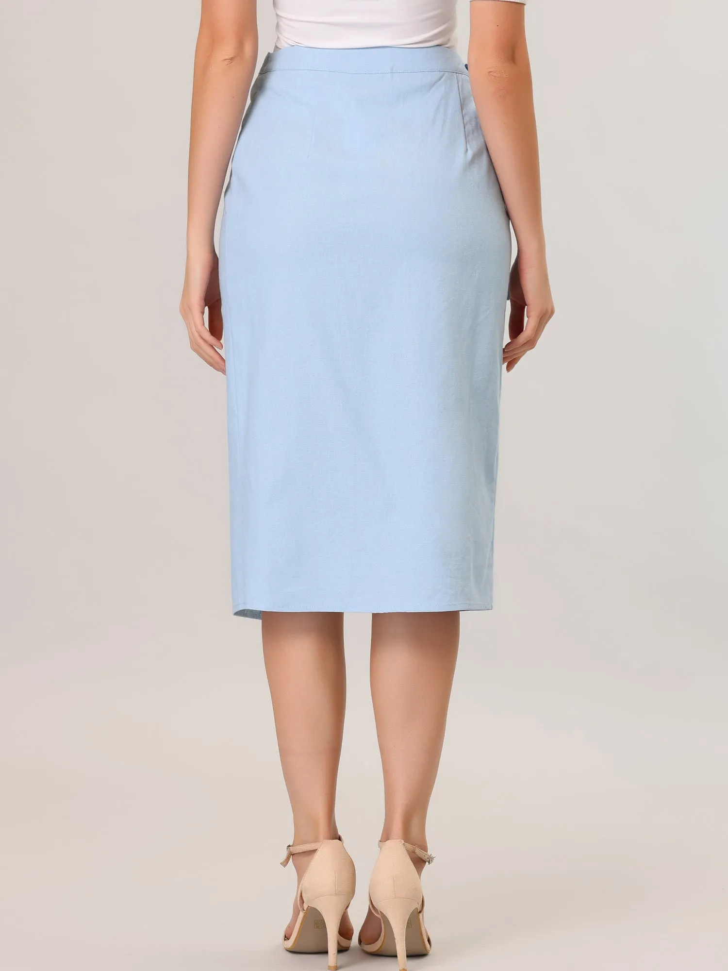 Split Belted Tie Waist Midi Pencil Skirt sold by Allegra K product image thumbnail 4