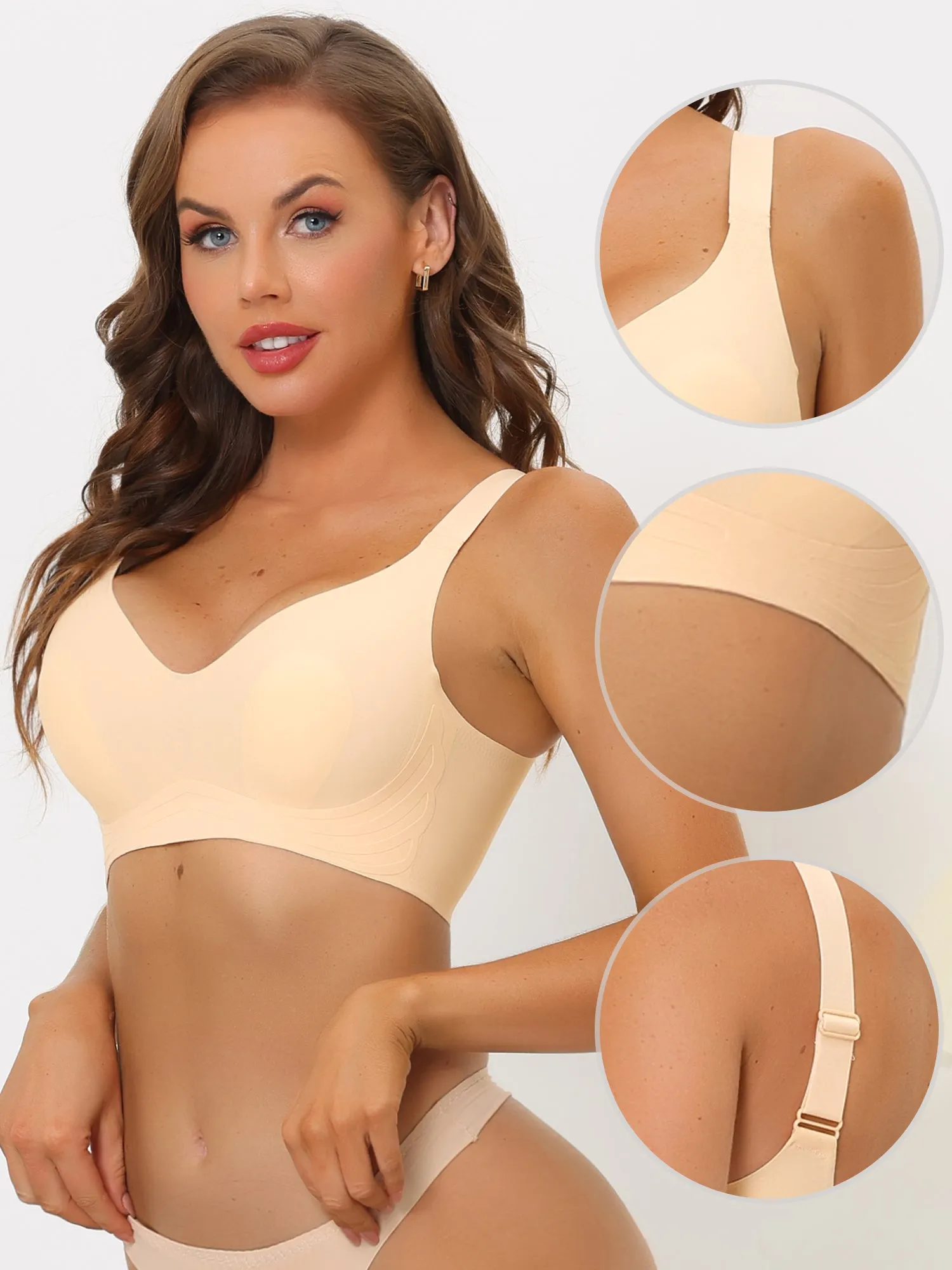 Women's Wireless Battles No Show Smooth Comfort Adjustable Straps Minimizers Bras sold by Allegra K product image thumbnail 3