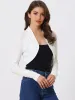 Ruched Long Sleeve Open Front Knit Cropped Bolero Shrug sold by Allegra K