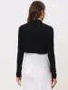 Ruched Long Sleeve Open Front Knit Cropped Bolero Shrug sold by Allegra K