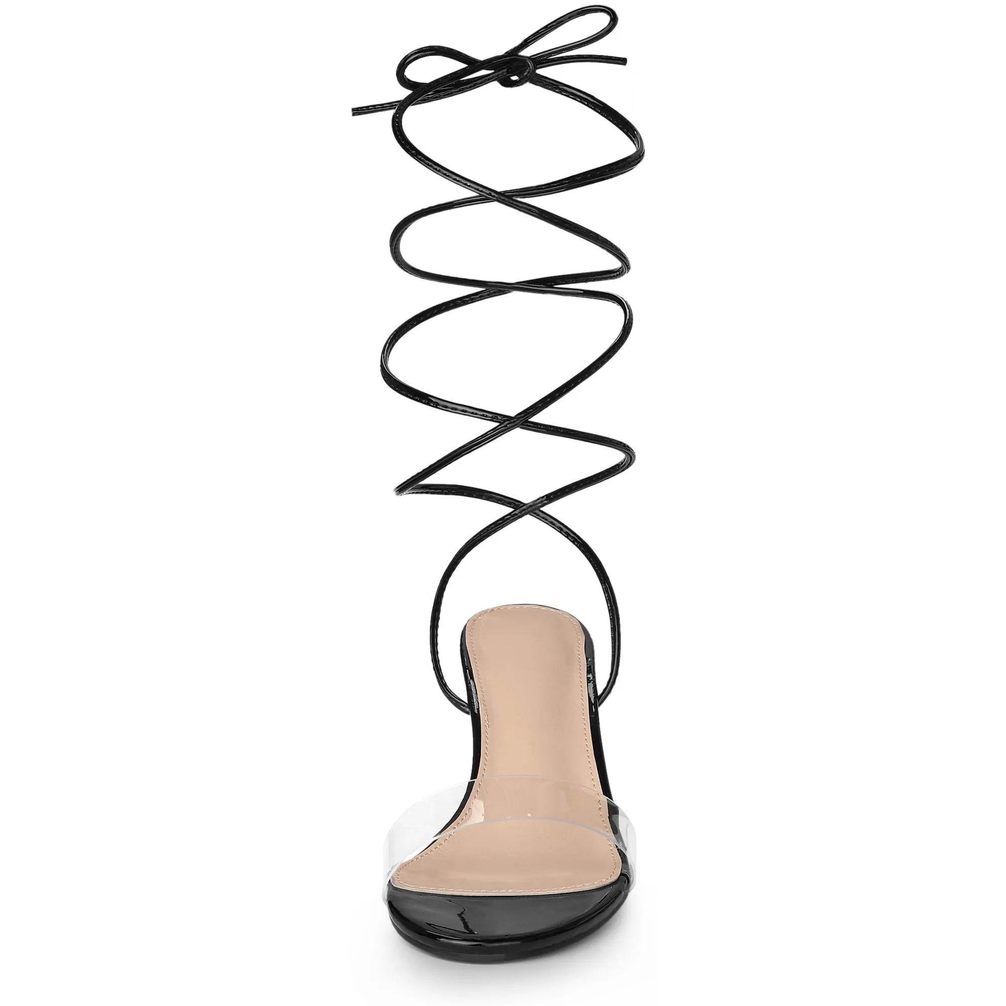 Women's Clear Strap Lace Up Clear Stiletto Heel Sandals sold by Allegra K product image thumbnail 3