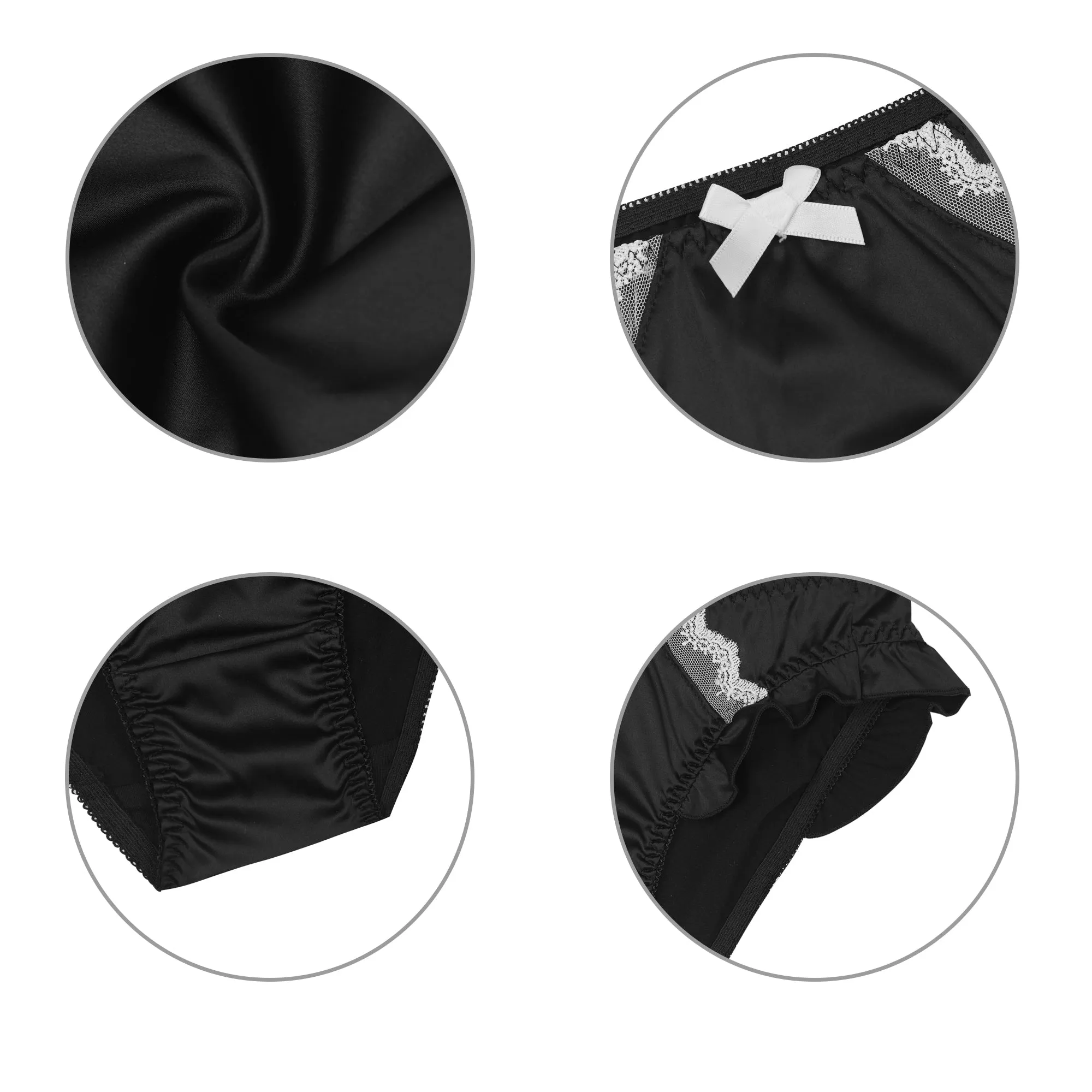 Women's Underwear Comfortable Satin Shiny Panties Mid-Rise Ruffle Trim Briefs sold by Allegra K product image thumbnail 2