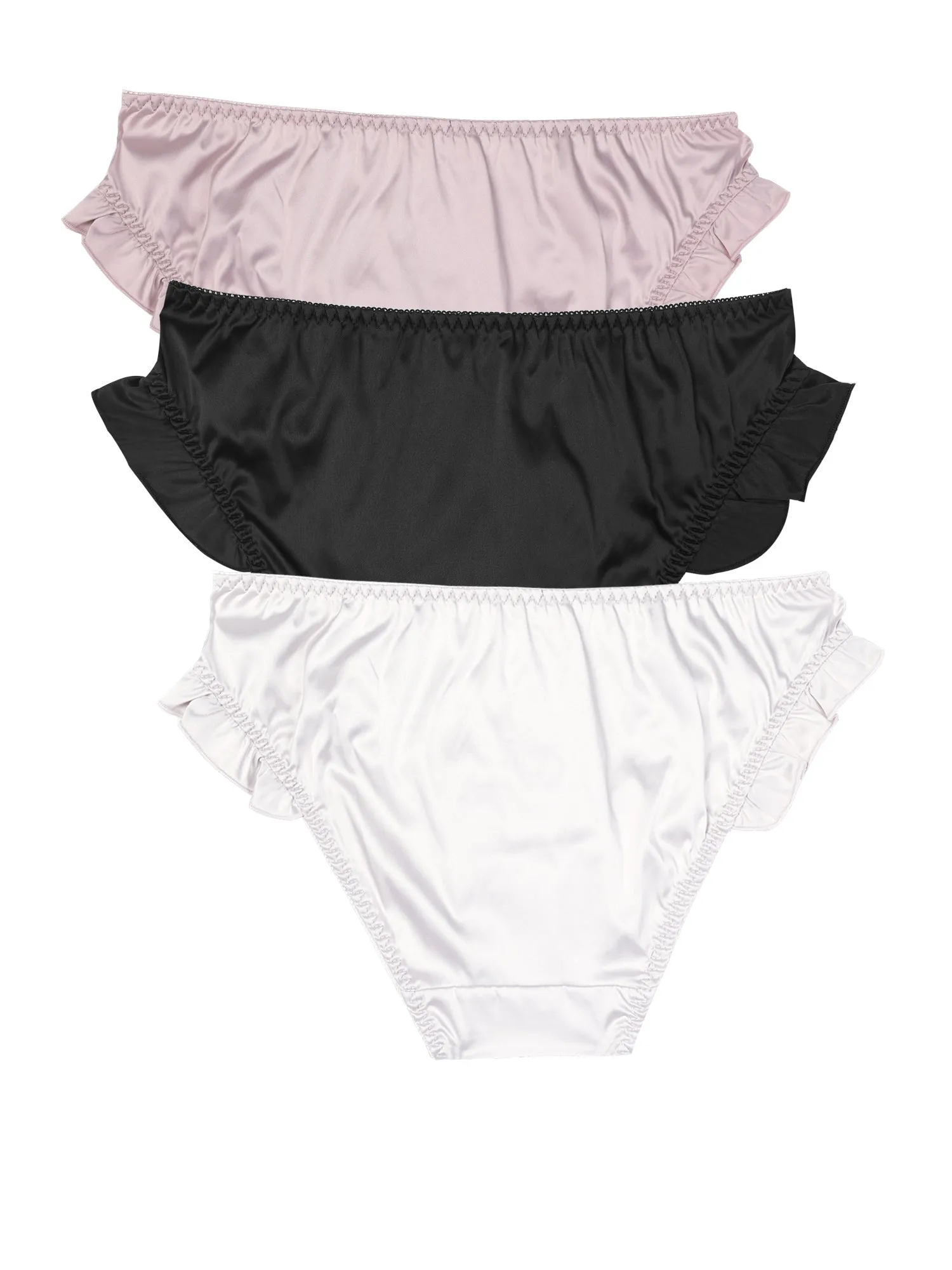 Women's Underwear Comfortable Satin Shiny Panties Mid-Rise Ruffle Trim Briefs sold by Allegra K product image thumbnail 3