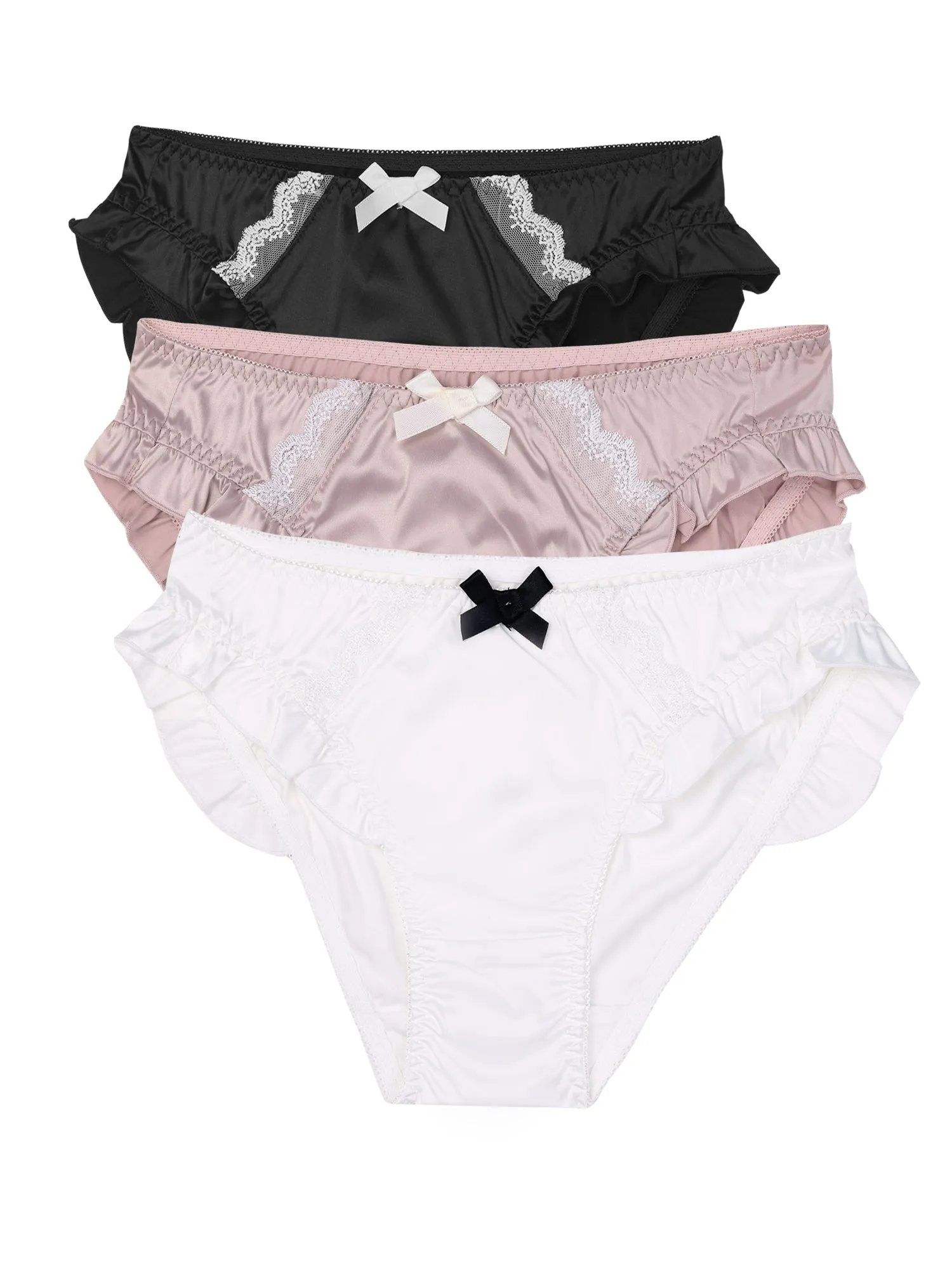 Women's Underwear Comfortable Satin Shiny Panties Mid-Rise Ruffle Trim Briefs sold by Allegra K