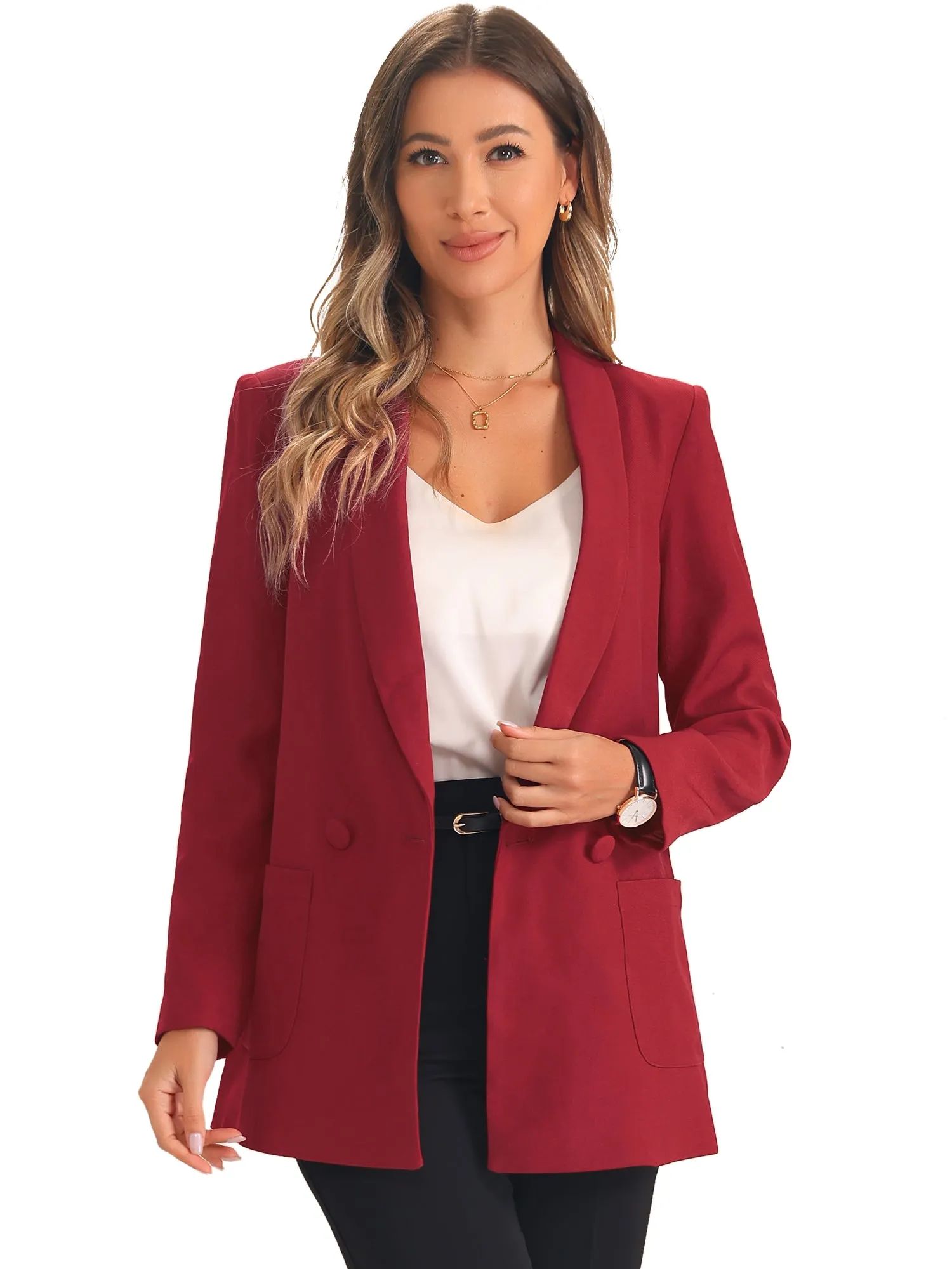 Shawl Collar Double Breasted Work Office Blazer sold by Allegra K product image thumbnail 5