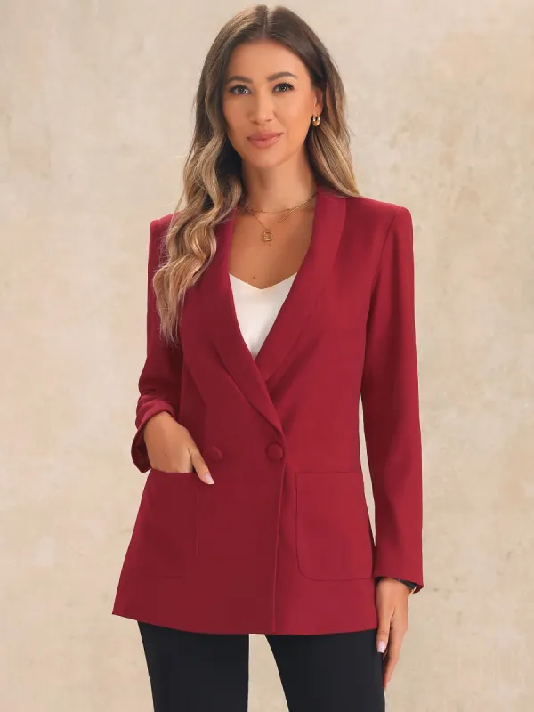 Shawl Collar Double Breasted Work Office Blazer sold by Allegra K