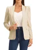 Work Office Casual Open Front Puff Sleeve Suit Blazer sold by Allegra K