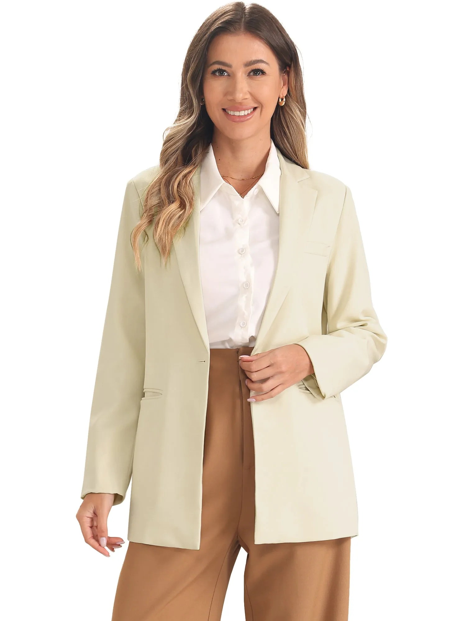 Long Sleeve Notched Collar Solid Color Work Office Blazer sold by Allegra K product image thumbnail 5