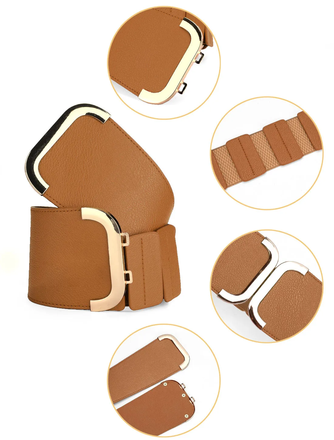 Lady Textured Faux Leather Stretchy Fabric Cinch Waist Belt sold by Allegra K product image thumbnail 2