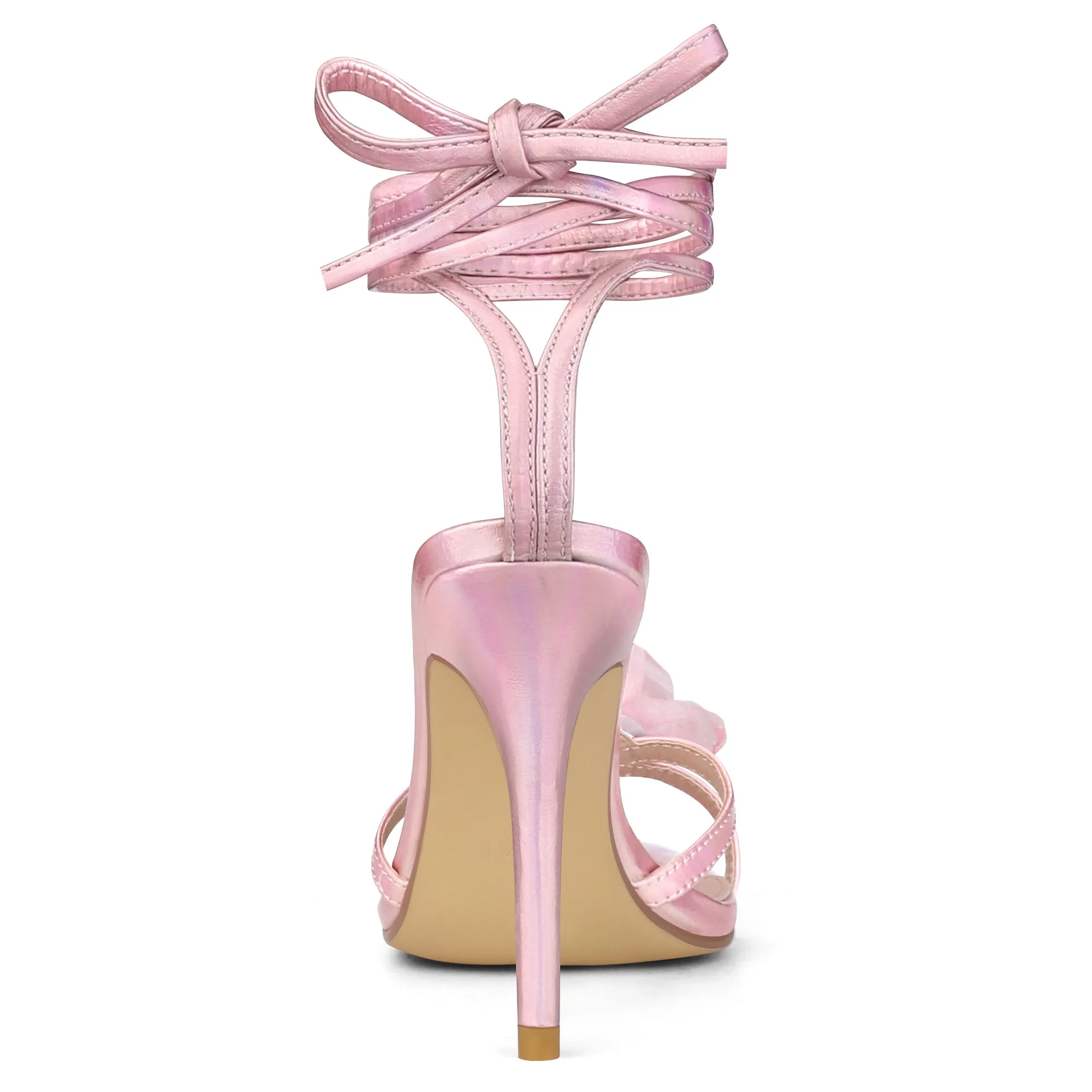 Women's Flower Rhinestone Open Toe Lace Up Stiletto Heels Sandals sold by Allegra K product image thumbnail 4