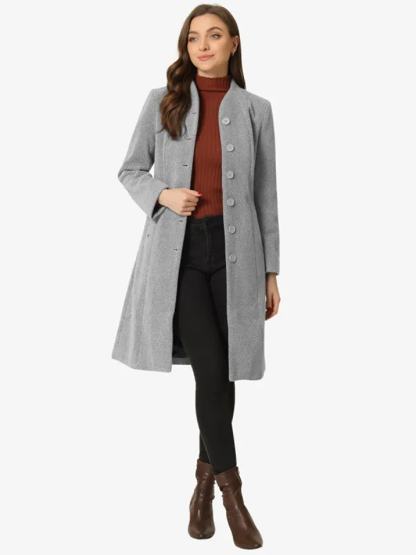 Collarless Single Breasted Outwear Tie Waist Elegant Winter Coats sold by Allegra K