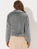 Allegra K Cropped Jacket Notch Lapel Faux Fur Fluffy Coat sold by Allegra K