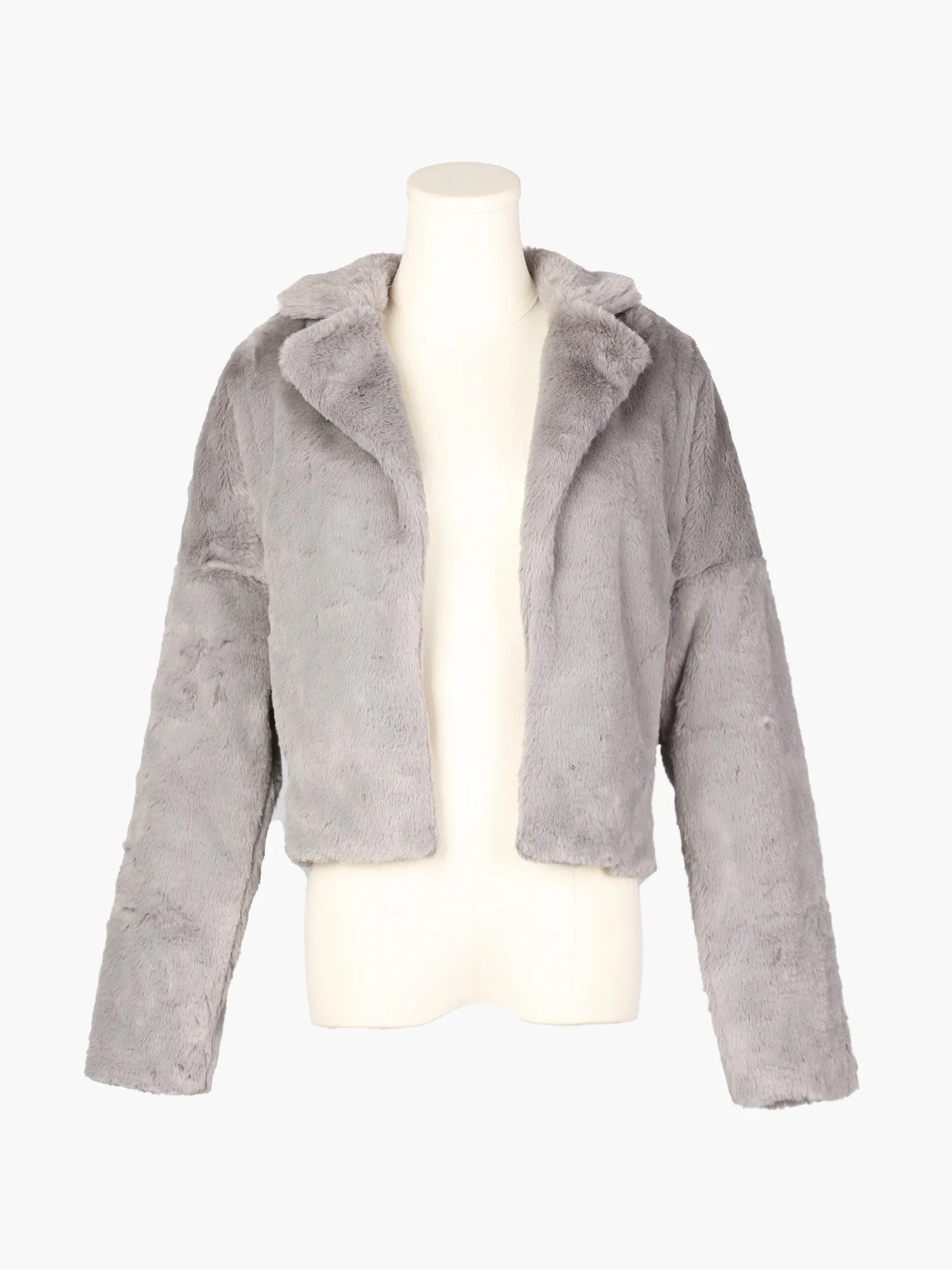 Allegra K Cropped Jacket Notch Lapel Faux Fur Fluffy Coat sold by Allegra K product image thumbnail 2