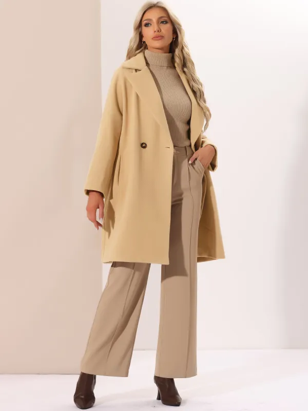 Women's Notch Lapel Collar 3/4 Sleeve Double Breast Winter Coats sold by Allegra K