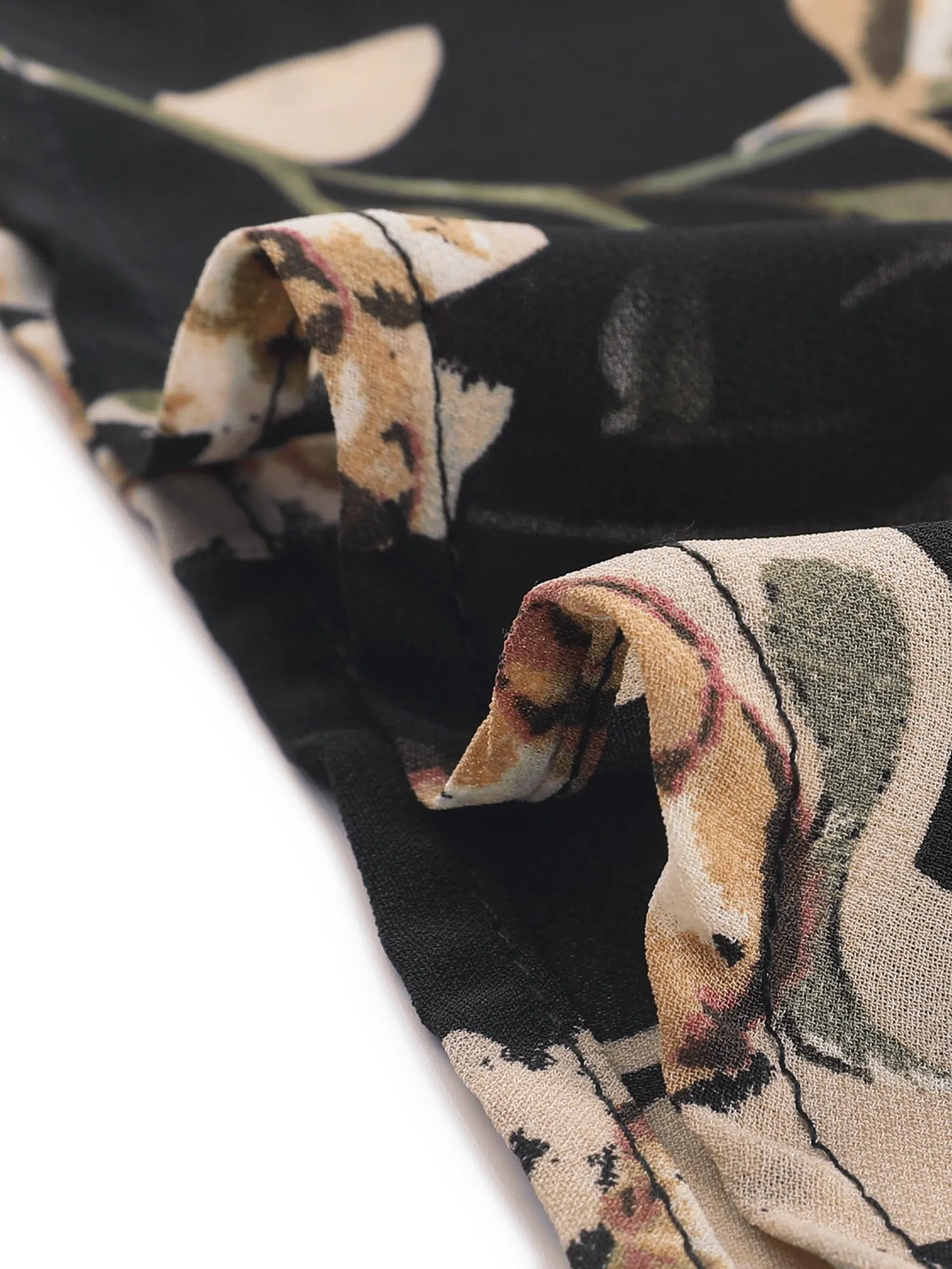 Floral Long Sleeve Lightweight Retro Ruffled Button Chiffon Shirt sold by Allegra K product image thumbnail 4