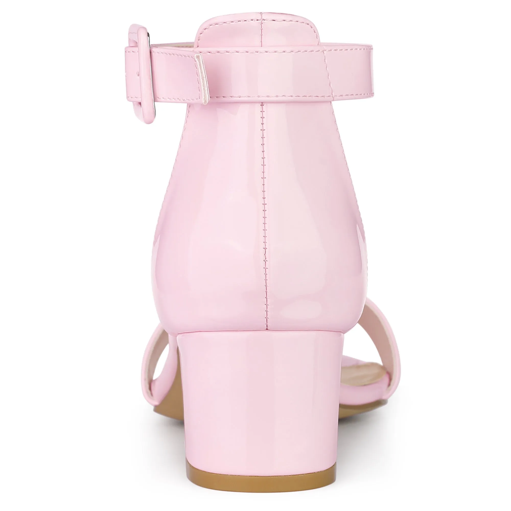 PU Open Toe Block Low Heel Ankle Strap Sandals sold by Allegra K product image thumbnail 4