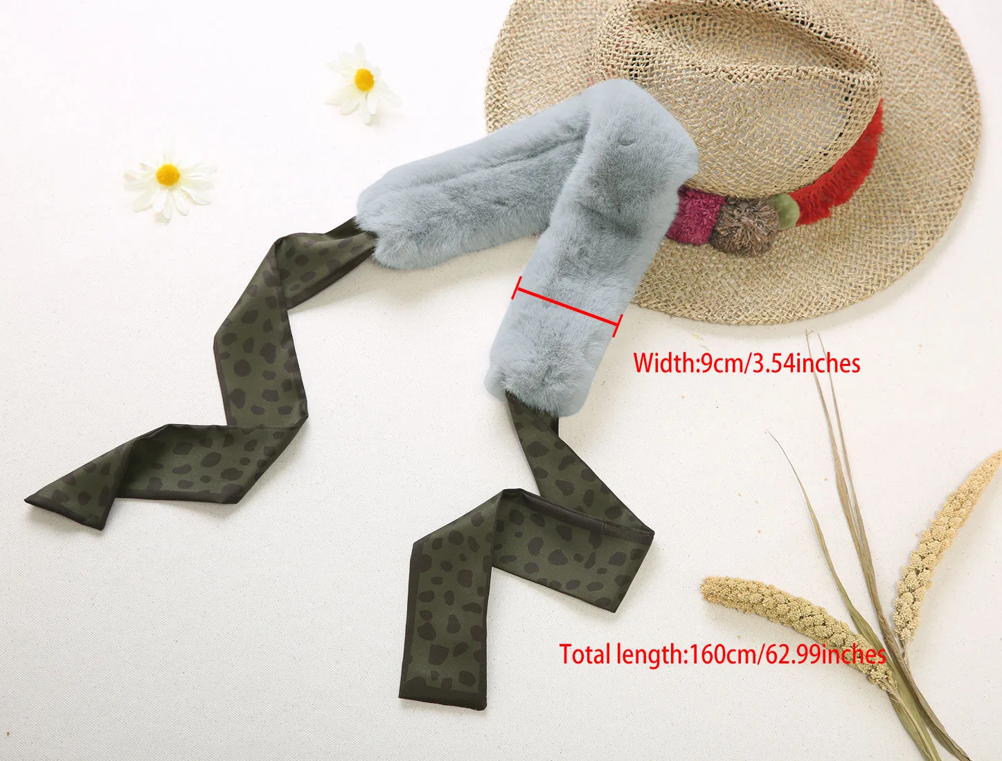 Womens Cold Weather Leopard Ribbons Faux Fur Collar Scarf Plush Neck Scarves Winter Warmer sold by Allegra K product image thumbnail 3